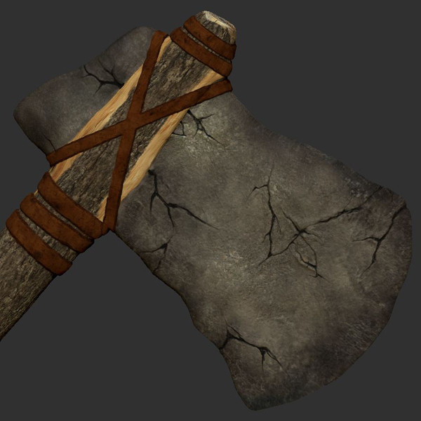 prehistoric stone axe weapon 3d model - Prehistoric Stone Axe by The Freak Factory